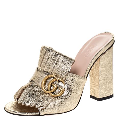 gucci marmont mules gold